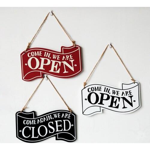 Double-sided Open/Closed License Plate Plaques Shop Store Wall Decor Tin Sign Vintage Road Guide Sign Painting Plaques Poster