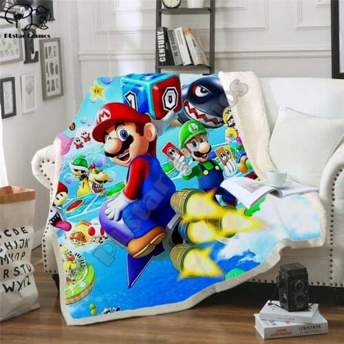Super Mario Cartoon Blanket Design Flannel Fleece Blanket Printed Children Warm Bed Throw Blanket Kids Blanket style-6