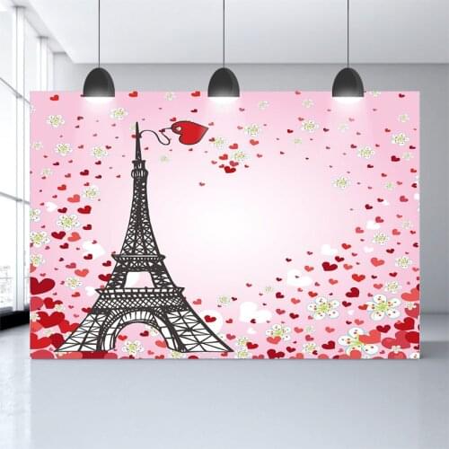 Mehofond Eiffel Tower Backdrop Paris Red Love Romantic Valentines Day Decoration Photography Background Photo Studio Photocall