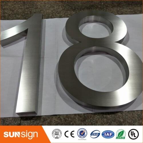 H 30cm 1'' thickness brushed stainless steel house numbers and letters