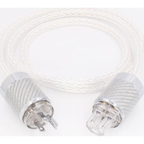 HI-End 8AG Silver Plated OCC Power Cord 16 Strands US AC Power Cable, HiFi Acoustic power wire