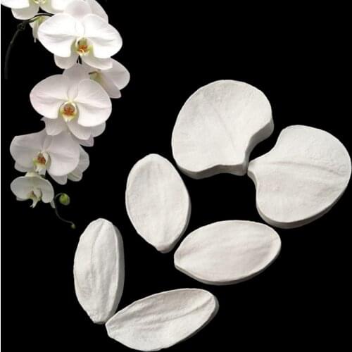 6 pcs/set Cattleya Orchid Shape Cake Fondant Decorating Tools Silicone Mold For Cake Craft Silicone Soap Molds