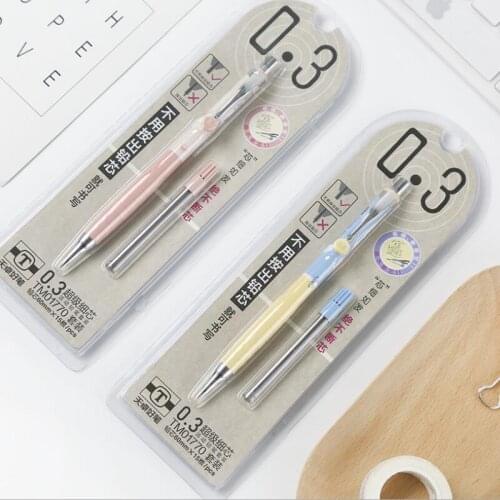 0.3mm Automatic Pencil with Pencil Lead Set Mechanical Pencil Writing Office Stationery Student School Supplies 2Pcs