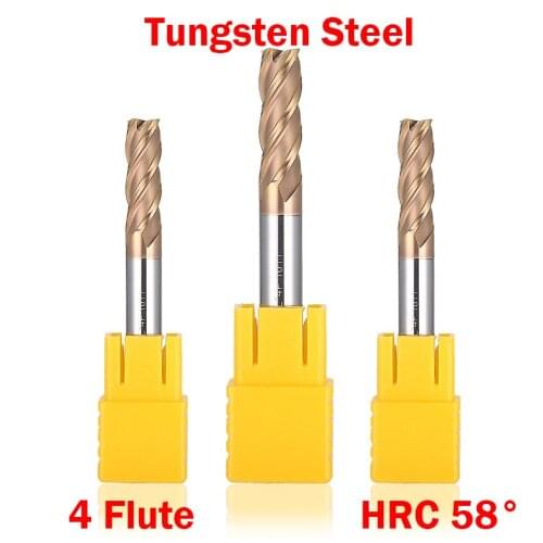 1mm 1.5mm 2mm 2.5mm 3mm Cutting Edge Diameter 4 Flute HRC58 Tungsten Solid Carbide End Mill CNC Cutting Tool Milling Cutter