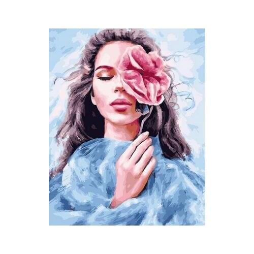 Beautiful girl and flower coloring by number figure wall art picture paint by numbers for living room home decor