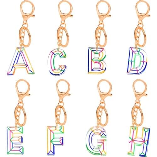 Creative Colorful Acrylic Alphabet Initial Letter Keychain A To Z 26 English Letter Pendant Keyring Charm Handbag Accessories