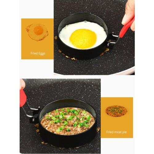 Omelette Ring Round Fried Egg Mold with Anti-Scald Silicone Handle Stainless Steel Pancake Mould Tool for Frying Egg