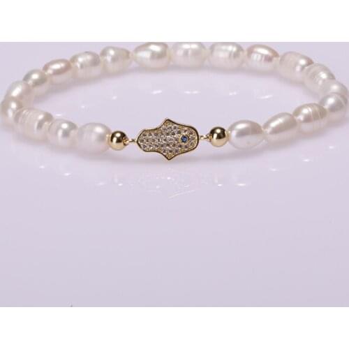 Copper Micro-inlaid Zircon Hand Protection Star Multi-style Accessories Connector Charms Freshwater Pearl Unisex Bracelet Bangle