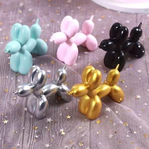 Cute Resin Crafts Sculpture Balloon Dog Happy Birthday Gift Party Cake Dessert Accessories Craftwork Home Desktop Decoration