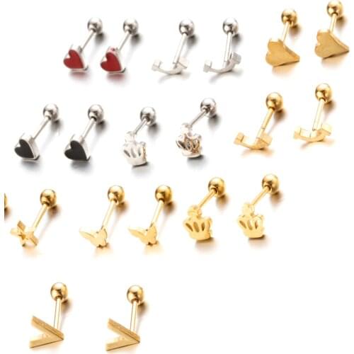 Fashion Simple Geometric Stainless Steel Earrings Sets For Women Girls Ear Piercing Puck Rock Stars Female Earring Set Jewelry