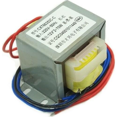 EI66*45 Power Transformer 70W 70VA 220V to 12V*2 Dual 12V 3A Pure Copper Wire AC