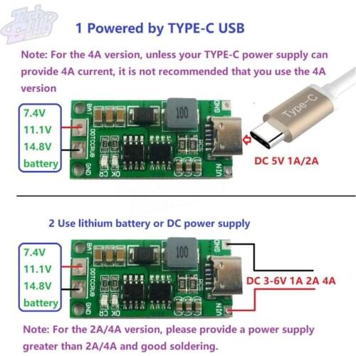 Multi-Cell 2S 3S 4S 18650 Lithium Battery Charging Protection Board Polymer Lithium Ion Battery Charger Type-C