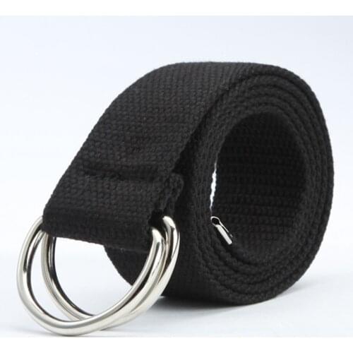 2020 Men Women Double Ring Buckle Fashion Canvas Belt Buckle Fans Canvas Belt Thicken Long Cloth Belts Knitted Waistband