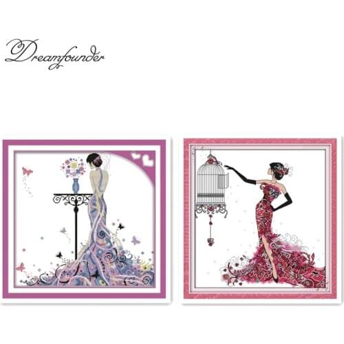 Madame butterfly cross stitch kit animal18ct 14ct 11ct count print stitching embroidery DIY handmade needlework plus