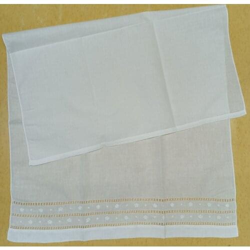 Set of 12 Fashion Bath Guest Towels White Hemstitched Linen Embroidered Floral Bath Towels Plain Classic High Quality70 *106 CM