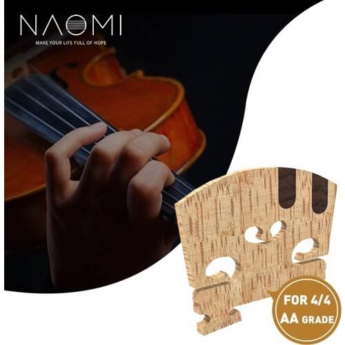 NAOMI 1PC Master AA Grade Snow Flake Texture Maple Violin Bridge 4/4 Violin Bridge Replacement With E A Ebony Inlay