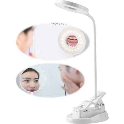 Makeup Table Lamp Beauty Mirror USB Charged 2 in 1 Flexible LED Charging Desk Eye Protection Night Light Desk lamp