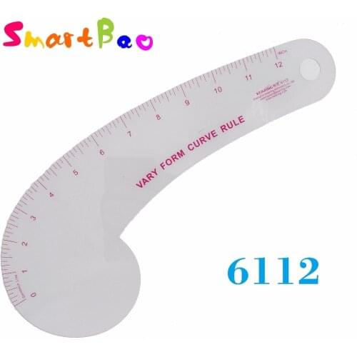 12 Inch Plastic Transparent Garment Vary Form Curve Ruler, with 12'' Length French Curve Ruler for Sewing Market; # 6112