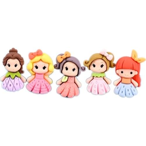 10Pcs Resin Cartoon Princess Girl Flatback Planar DIY Craft Scrapbooking Kid Headwear Hair Accessories Cute Figurines Materials