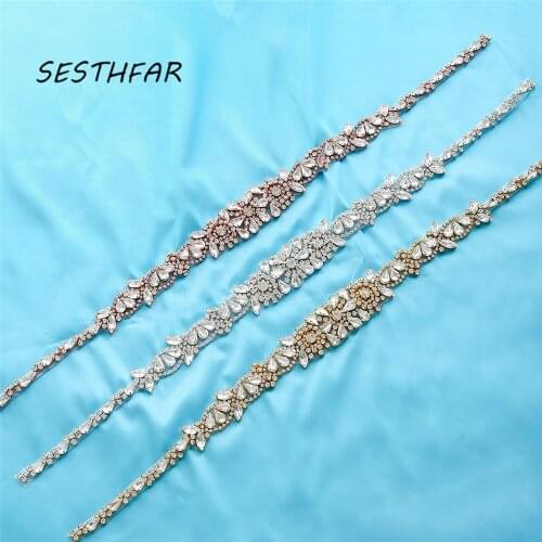 Bridal Belts Sashes Handmade Rhinestones Appliques Sewing On For Wedding Dresses Belt Gown Accessories F146