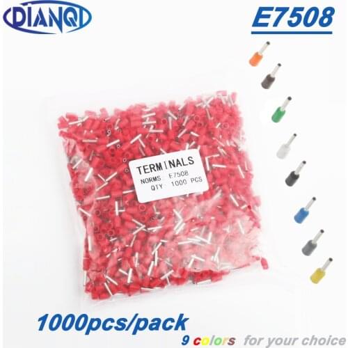 E7508 Tube Pre-insulating Terminal(Type TG-JT) Cold pressed terminals/Cable Connector/Wire Connector 1000PCS/Pack