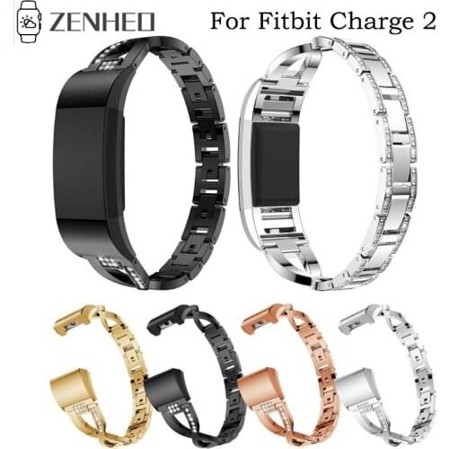Watchband for Fitbit Charge 2 Rhinestone Alloy Bracelet Watch Band Replacement Wrist Strap Bangle for Fitbit Charge2