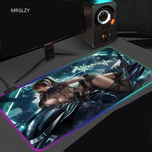 RGB Glow Cartoon Animation Sexy Mouse Keyboard Pad Precision Seaming Process Mouse Pad Office Gaming Computer Gamer