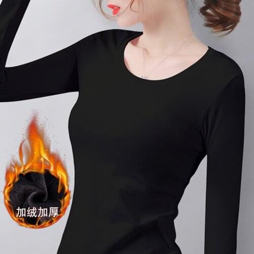 Shirt low-collar thermal underwear lingerie ladies plus velvet thick winter tight body wear underwear