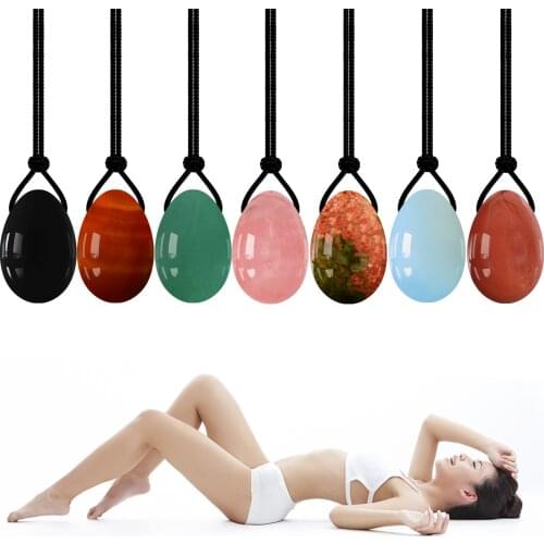 45X30mm Drilled Yoni Egg 16 Natural Materials Jade Eggs Crystal Vaginal Massage Ball for Female Kegel Exercise Health Care