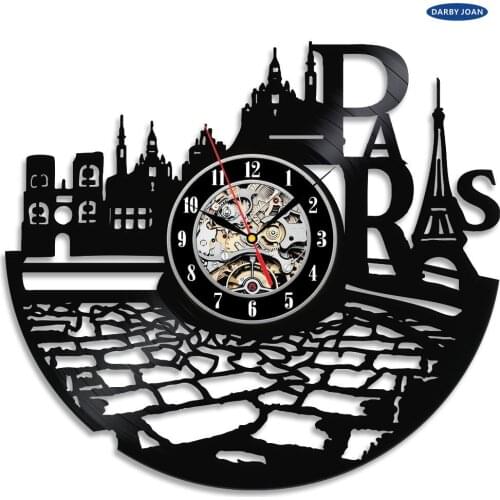 France Paris City Theme Vinyl Wall Clock Bedroom Decoration la crosse dial vision