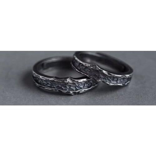 Vintage Female Male Metal Big Ring Promise Black Gold Open Engagement Ring Punk Couple Wedding Rings For Women Men