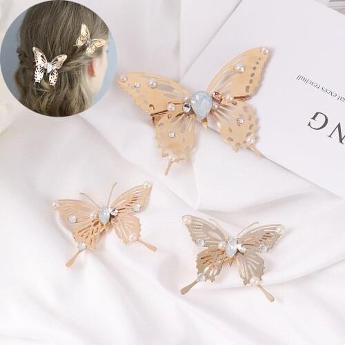 1/2PCS Golden Hollow Butterfly Hair Clips Vintage Metal Hairpins Bobby Pins Bridal Headpiece Girls Headdress Hair Styling Tools