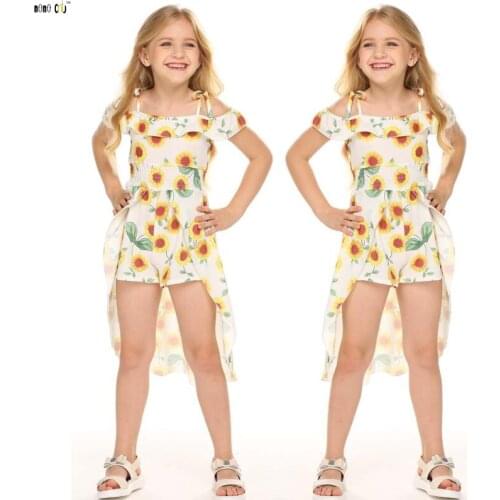 2019 Summer Girl Dresses Print Sleeveless Dress Sling Dress Off-shoulder Girl Costume Tourism Vacation Childish Fantasy Vestidos