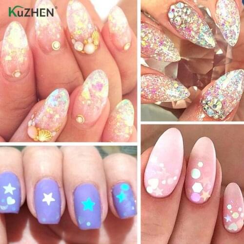 1Box Laser Nail Glitter Mixed Glitters Nail Sequin Paillette Nail Art Glitter Sparkles Manicure Dust Tips Decoration