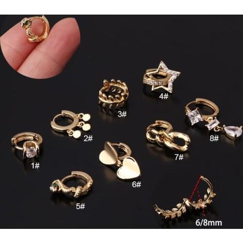 1PC Copper Steel Septum Clicker Hoop Rings Nose Labret Ear Tragus Cartilage Daith Helix Earrings Stud Body Piercing Jewelry