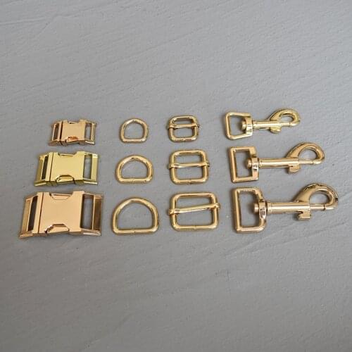 10 Sets 15/20/25mm Gold Metal D Ring Adjuter Strap Buckle Slider Adjustment Buckle For Dog Collar Necklace Handmade Accessory