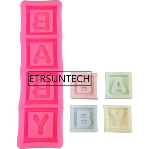 100pcs Baby Square Letter Chocolate Flip Silicone Mold Cake Decoration Baking Tool Candle Resin Mold