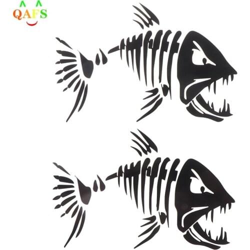2Pcs Skeleton Fish Stickers Fish Teeth Mouth Stickers Graphics Accessories for Kayak Fishing Boat Canoe Dinghy Window Car