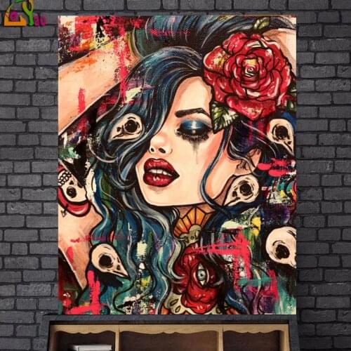 2021 Diamond Embroidery Gothic Woman Cross Stitch Kits Full Drilling Square Round Diamond Painting Mosaic Wall Art Halloween Day
