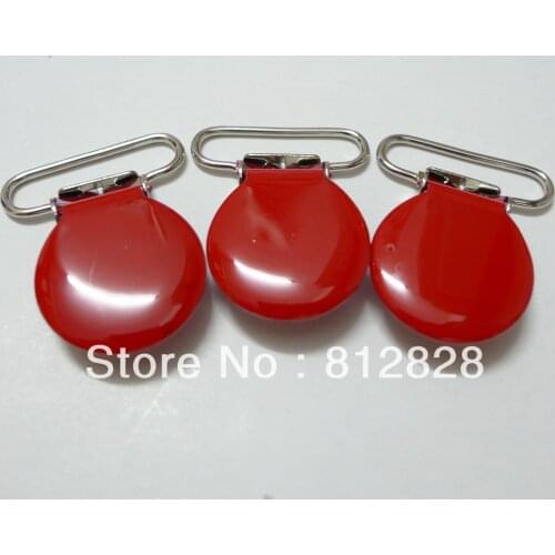 25pcs 1'' 25mm #MD36 Red Color Enamel Pacifier Clips/Suspender Clips