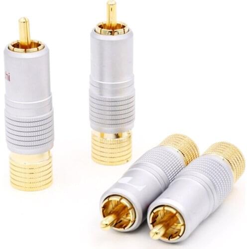 4-100pcs Nakamichi Gold Plated RCA Plug Audio Cable Speaker Terminal Connector Male Lotus adapter RCA Audio Connector
