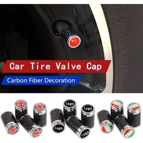 5 sets tire valve caps car emblem logo car styling valve cap tyre valve cap carbon fiber decoration car accessories