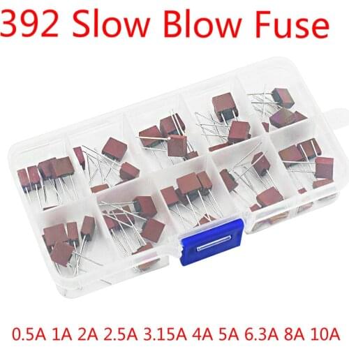 50Pcs Box Square Fuse 392 Electrical Assorted Fuse Mix Set 0.5A 1A 2A 2.5A 3.15A 4A 5A 6.3A 8A 10A Square Plastic