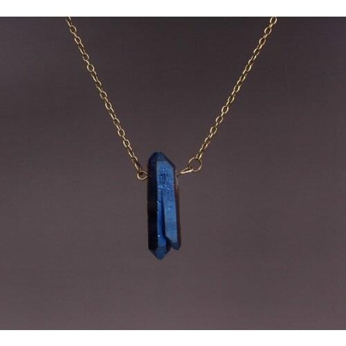 50pcs/lot Vintage Bronze Handmade Multicolor Wire Drill Hole Titanium Rainbow Pendant Irregular Natural Stone Necklace Free