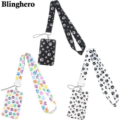 CB0193 Dog Paw Fashion Neck Strap Lanyard Card Holder Badge Phone Key Ring ID Name Card Nurse Badge Holder Office Supplies