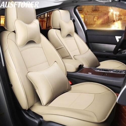 AUSFTORER Cowhide Cover Car Seats for Chevrolet Captiva Leather Automotive Seat Covers Cushion 5 & 7 Seats Supports Accessories