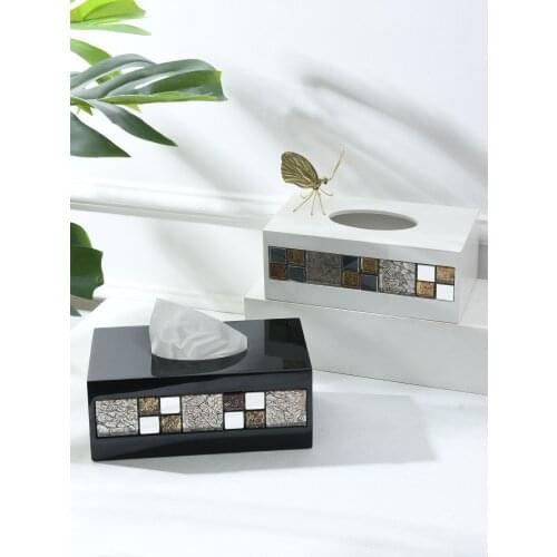 Black Square Container Wooden Tissue Box Holder Organizer Storage Napkin Tissue Boxes Paper Servilletero Wipe Case BW50ZJ