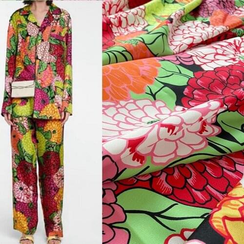 Color hydrangea digital printing fashion polyester fabric G brand new high quality textile fabric for dress shirt scarf sewing