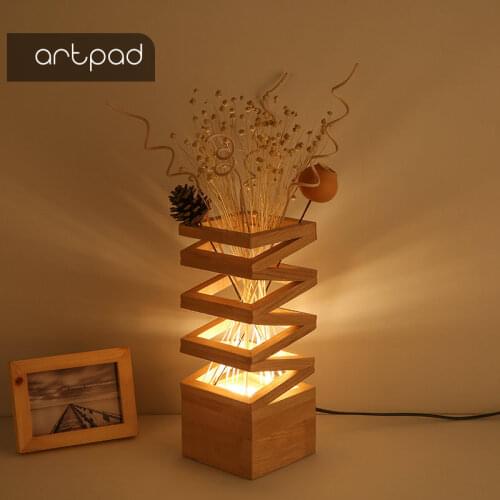 Artpad Wood Decoration Lamp Shades for Table Lamps Flower 3 Color Changeable Romantic Bedroom Bedside Living Room Study Lighting