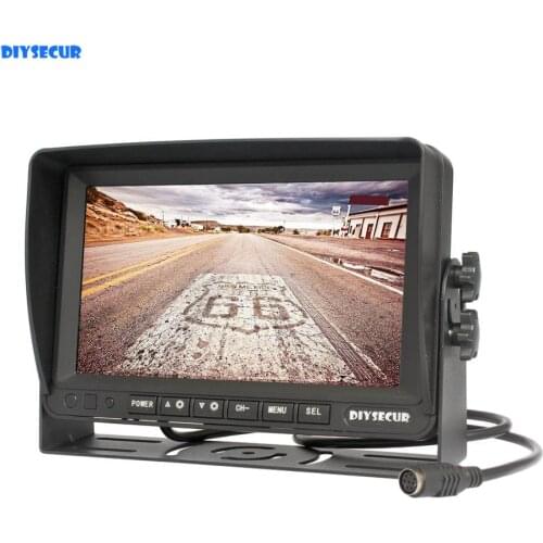 DIYSECUR AHD 7" IPS Car Monitor Rear View Monitor Support 1080P AHD Camera with 2 x 4PIN Video Input 12V-24V DC